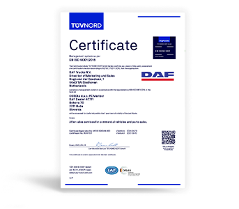 Certifikat Cordia Maribor EN ISO 9001:2015